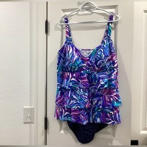 Swim Solutions Purple and Blue One Piece - Size 24W - NWT